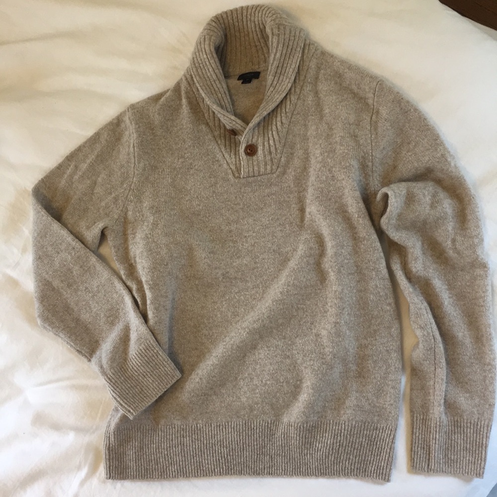 NWOT J.Crew Lambswool Men's Shawl-Collar Sweater